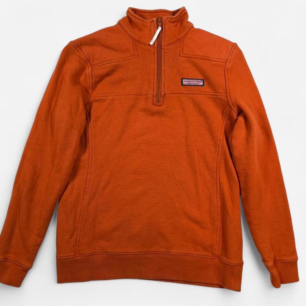Vineyard Vines Shep Shirt Quarter Zip Womens XS Orange Preppy Coastal Collegiate